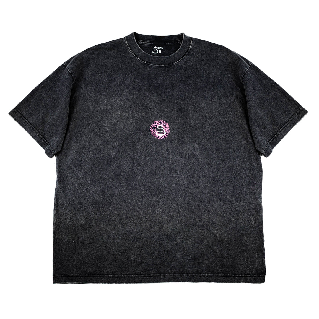 t-shirt welcome home, pink logo, graphite