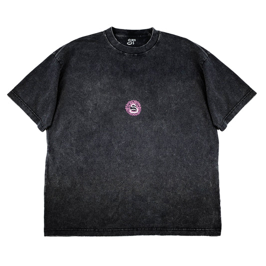 t-shirt welcome home, pink logo, graphite