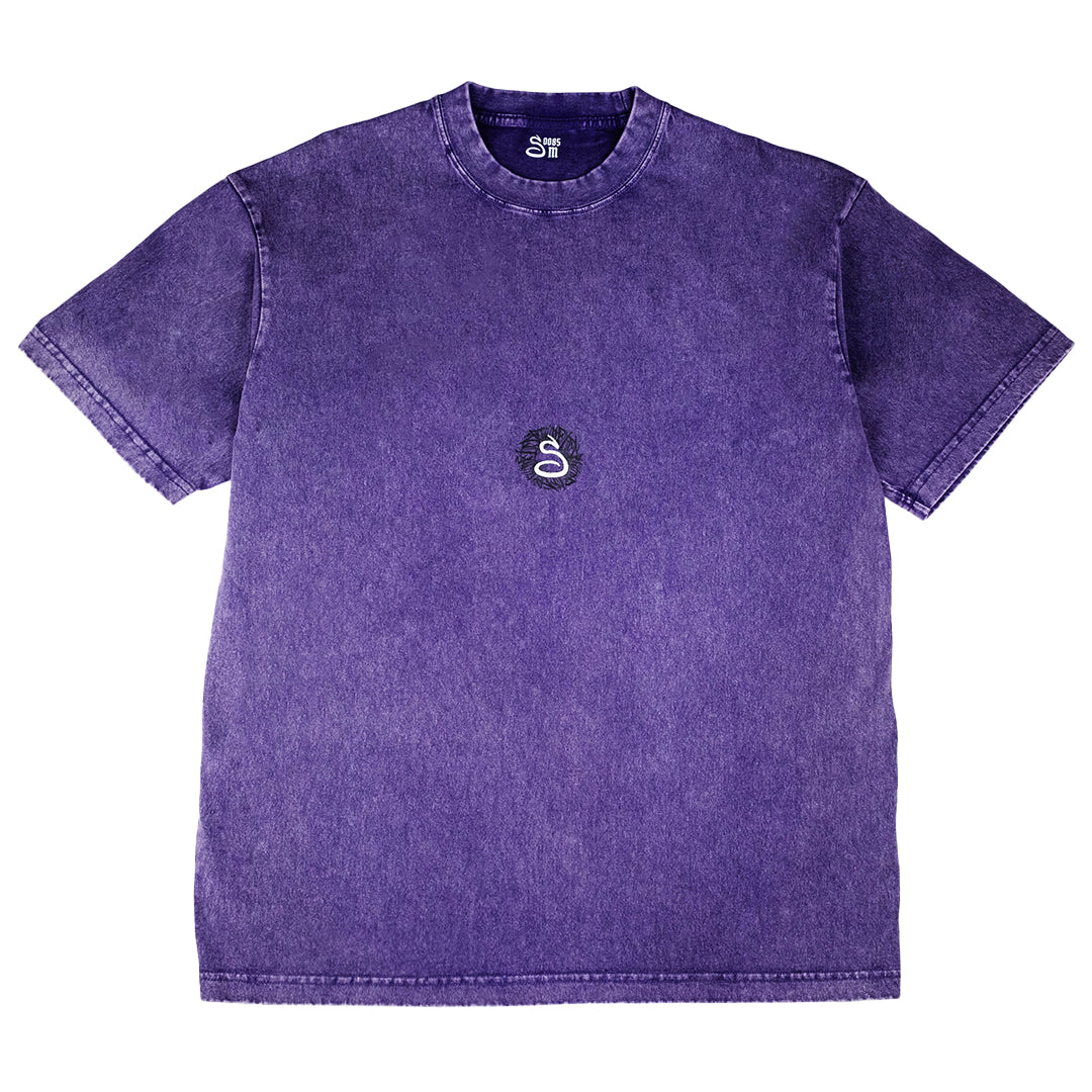 t-shirt welcome home, black logo, purpule