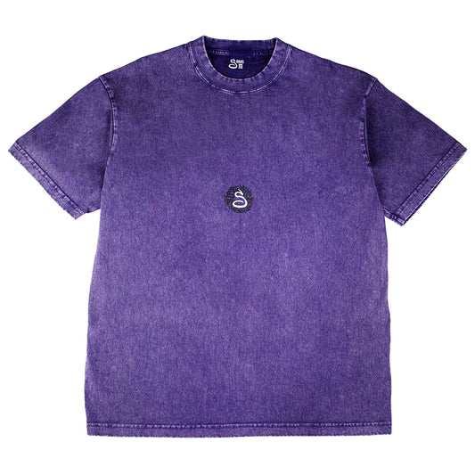 t-shirt welcome home, black logo, purpule