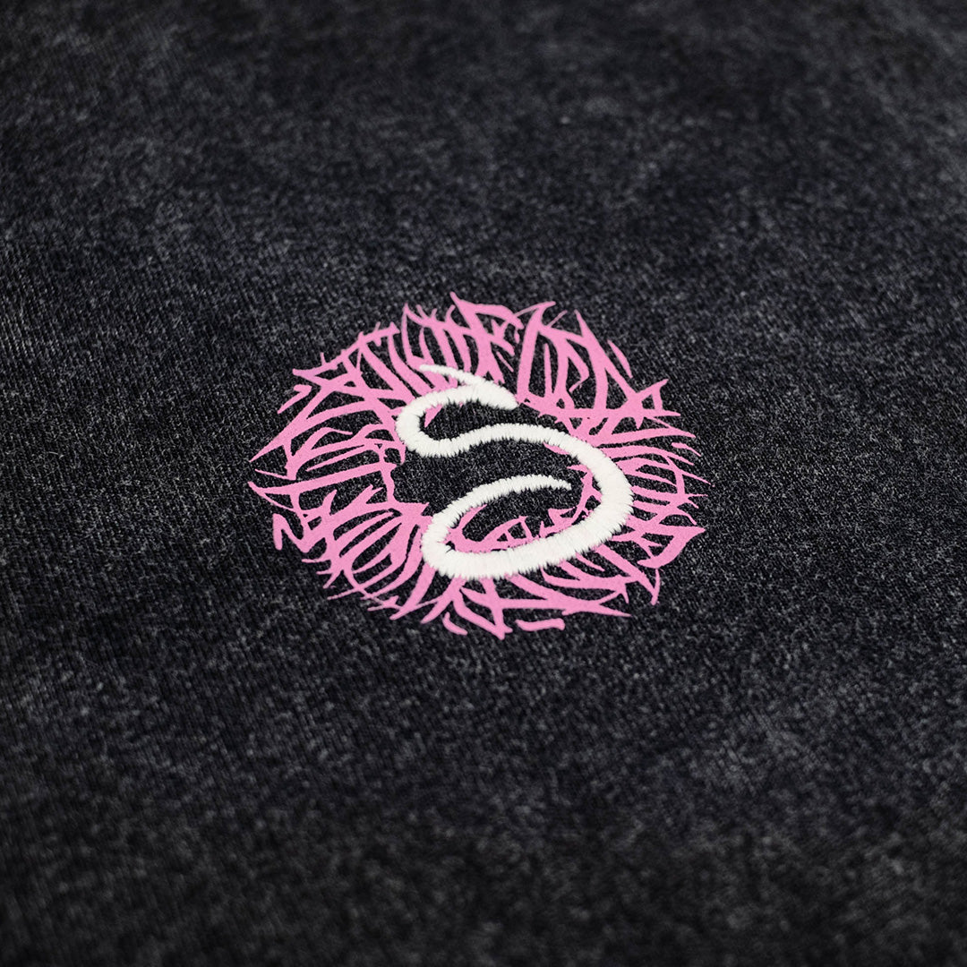 t-shirt welcome home, pink logo, graphite