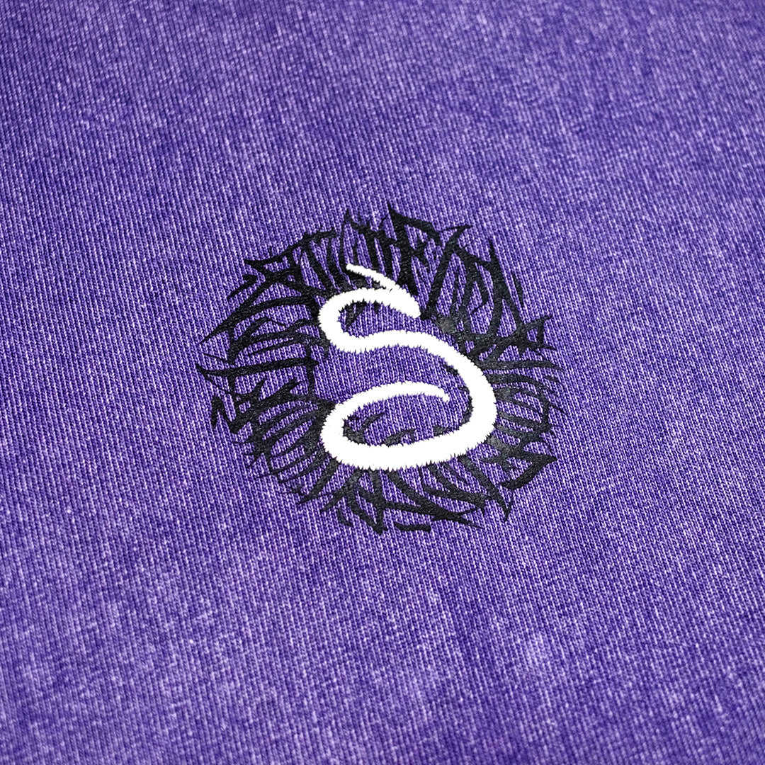 t-shirt welcome home, black logo, purpule