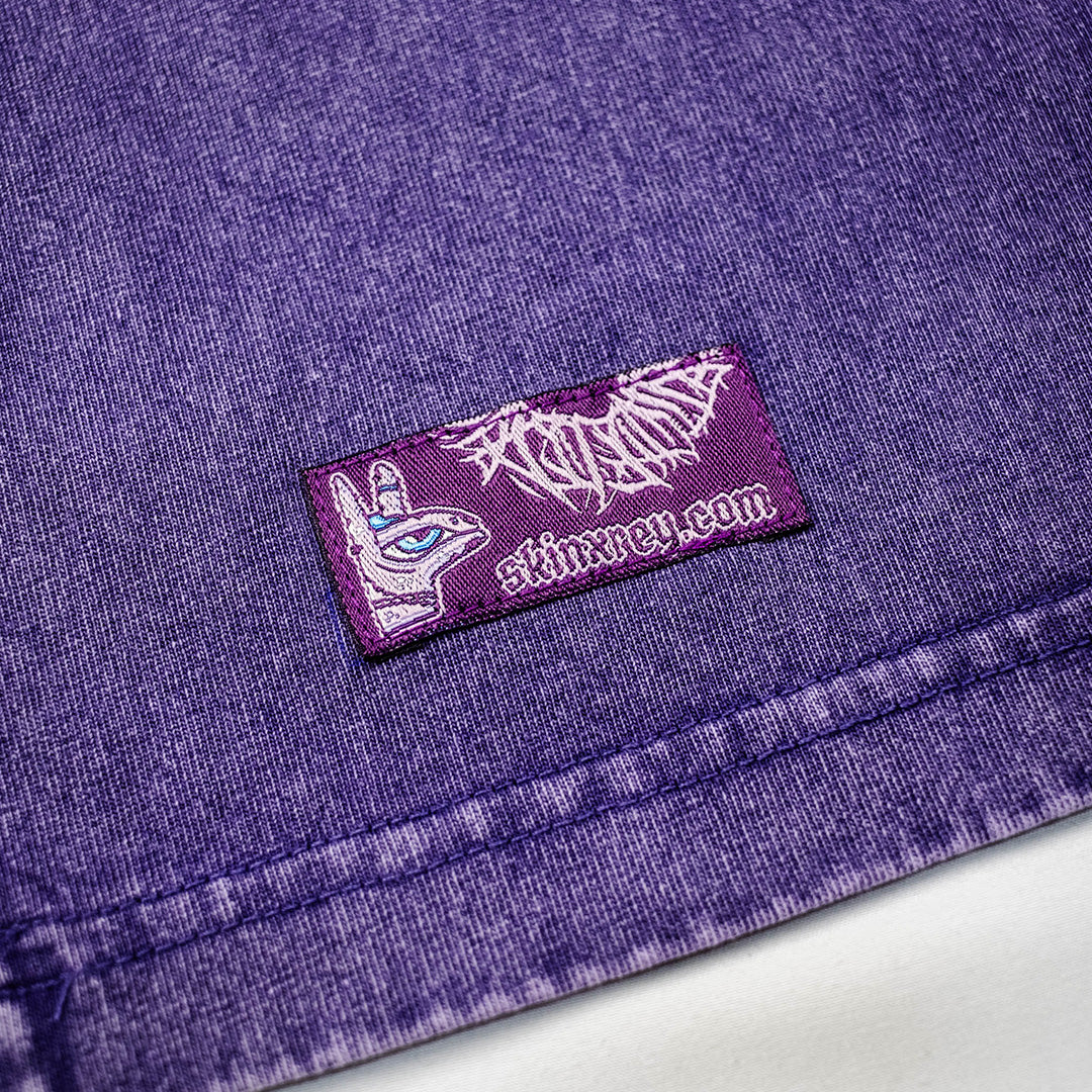 t-shirt welcome home, black logo, purpule